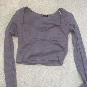 Zara long sleeve ribbed cropped top